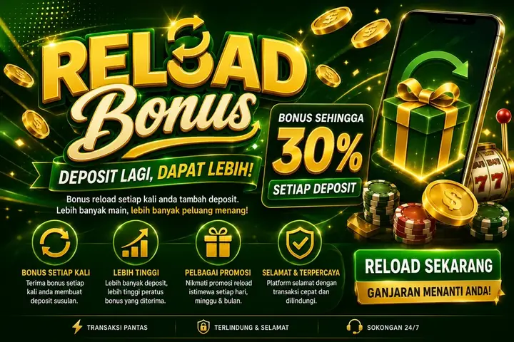 Ilustrasi promosi reload bonus untuk deposit susulan